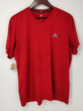 adidas Climalite Red Crew Neck Short Sleeve Athletic Tee Mens XL
